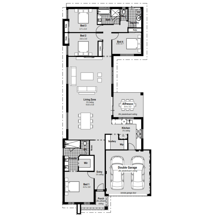 Discover The Avalon, a sophisticated 12.5m wide house design in Perth, meticulously crafted for modern living. Step into luxury with an AV room at the front, seamlessly leading to the master bedroom featuring a private ensuite with hobless showers and double vanities. A well-appointed study complements the layout, perfect for remote work. The chef's kitchen, adorned with stone benchtops, is a culinary haven. Enjoy the outdoors in the alfresco area. Located in Perth, this home boasts reverse cycle ducted air conditioning for year-round comfort. Elevate your lifestyle with The Avalon – redefining 12.5m house designs in Perth with style and functionality.