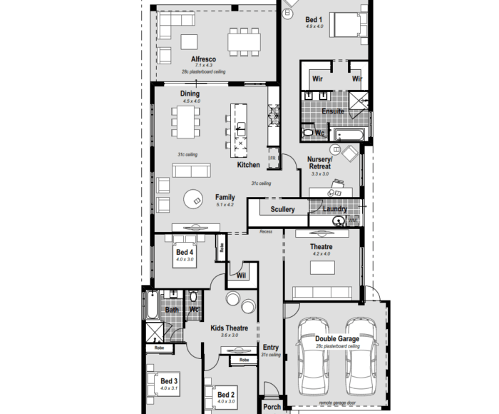Explore The Bel Air, a 15m wide house design in Perth. This single-storey masterpiece features an AV room, activity room, and a master bedroom at the rear for privacy. Enjoy a nursery or parents' retreat adjacent to the master, with a resort-style ensuite boasting hobless showers and double vanities. Experience luxury in the home theatre, and the chefs' kitchen with stone benchtops. The alfresco area is perfect for outdoor living, and with reverse cycle ducted air conditioning, comfort is paramount. Elevate your lifestyle in Perth with The Bel Air, where thoughtful design meets modern elegance.