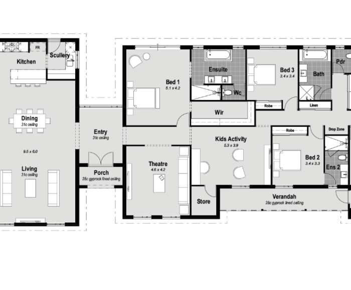 Explore the Fairbridge Studio, a 4-bedroom rural farmhouse in Perth, WA, with a spacious 364m² single-story layout. This home boasts 4 baths, a 2-car garage, and a seamless blend of living, dining, and kitchen spaces. Revel in the alfresco area for outdoor enjoyment and a dedicated kids' activity room for family fun. Immerse yourself in cinematic experiences in the home theatre with high ceilings, while the stone benchtops in the kitchen add a touch of elegance. Premium inclusions extend to resort-style ensuites with hobless showers, providing a luxurious daily retreat. Discover modern living in a meticulously designed single-story farmhouse that combines contemporary style with rural charm. The Fairbridge Studio offers a perfect blend of comfort and sophistication, creating a unique haven for your family.